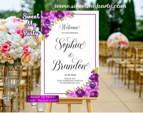 Purple Wedding Welcome Sign,Violet Wedding Welcome sign,(33cw)